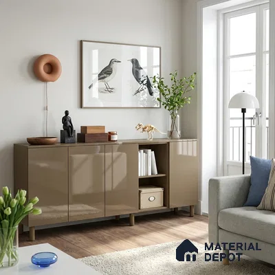 Taupe Brown Solid Colors Look LM 23266 Bonewhite 8 ft x 4 ft High Gloss Finish 6H Anti Scratch Acrylic Laminate - 1.5 mm | Suitable for Living Room, Kitchen, Office