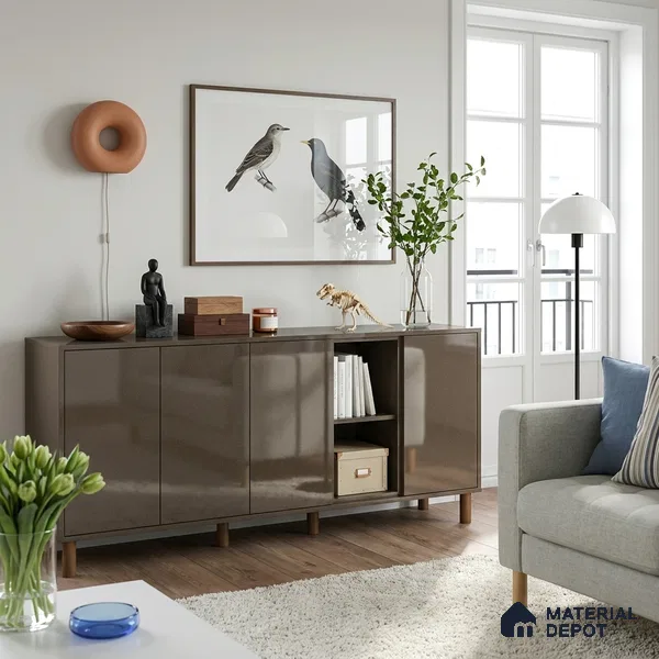 Brown Sparkle Look LM 23267 Valley Flower 8 ft x 4 ft High Gloss Finish 6H Anti Scratch Acrylic Laminate - 1.5 mm | Suitable for Kitchen Cabinet, TV Unit, Wardrobe