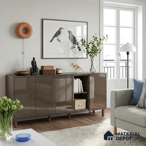 Brown Sparkle Look LM 23267 Valley Flower 8 ft x 4 ft High Gloss Finish 6H Anti Scratch Acrylic Laminate - 1.5 mm | Suitable for Kitchen Cabinet, TV Unit, Wardrobe