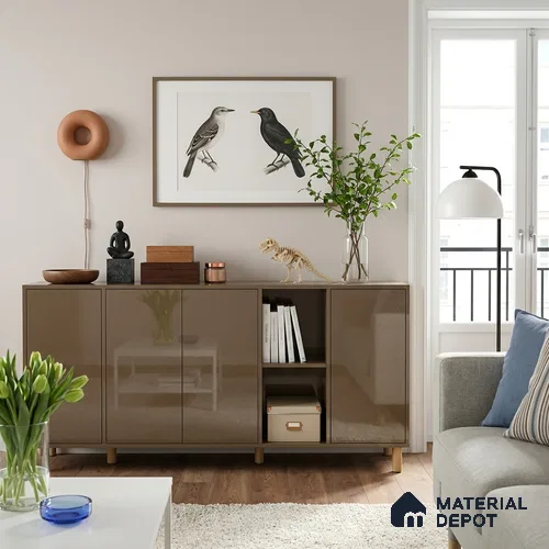 Milk Chocolate Solid Colors Look LM 23268 8 ft x 4 ft High Gloss Finish 6H Anti Scratch Acrylic Laminate - 1.5 mm | Suitable for Living Room, Kitchen, Office