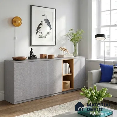 Grey Digital, Fabric Look LM 23619 8 ft x 4 ft Texture Finish Decorative Laminate - 1 mm | Suitable for TV Unit, Wardrobe, Kitchen Cabinets