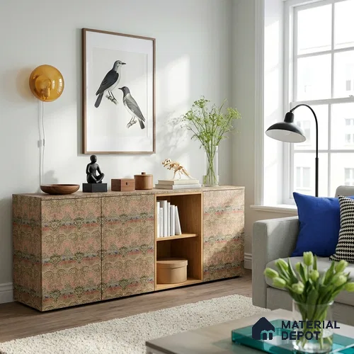 Multi Colour Digital, Fabric Look LM 23628 8 ft x 4 ft Texture Finish Decorative Laminate - 1 mm | Suitable for TV Unit, Wardrobe, Kitchen Cabinets