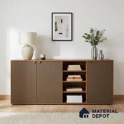 Olive Brown Fluted Solid Color Look WMF 511 8 ft x 4 ft Texture Finish Decorative Laminate - 1 mm | Suitable for TV Unit, Wardrobe, Kitchen Cabinets