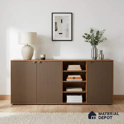 Olive Brown Fluted Solid Color Look WMF 511 8 ft x 4 ft Texture Finish Decorative Laminate - 1 mm | Suitable for TV Unit, Wardrobe, Kitchen Cabinets