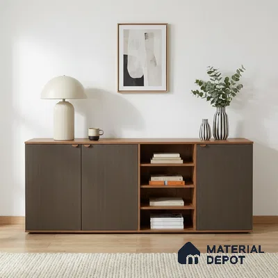 Misty Slate Brown Fluted Solid Color Look WMF 508 8 ft x 4 ft Texture Finish Decorative Laminate - 1 mm | Suitable for TV Unit, Wardrobe, Kitchen Cabinets