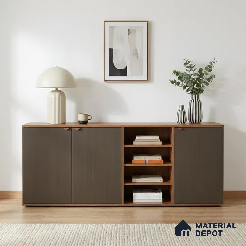 Misty Slate Brown Fluted Solid Color Look WMF 508 8 ft x 4 ft Texture Finish Decorative Laminate - 1 mm | Suitable for TV Unit, Wardrobe, Kitchen Cabinets