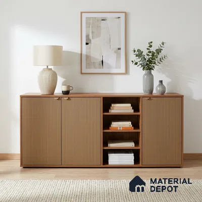 Pale Goldenrod Fluted Solid Color Look WMF 904 8 ft x 4 ft Texture Finish Decorative Laminate - 1 mm | Suitable for TV Unit, Wardrobe, Kitchen Cabinets