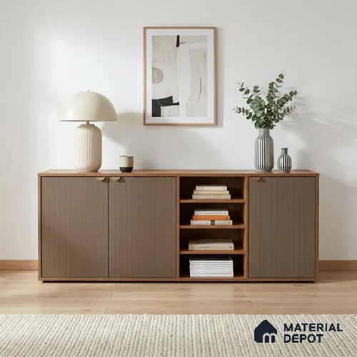 Dusty Brown Fluted Solid Color Look WMF 512 8 ft x 4 ft Texture Finish Decorative Laminate - 1 mm | Suitable for TV Unit, Wardrobe, Kitchen Cabinets