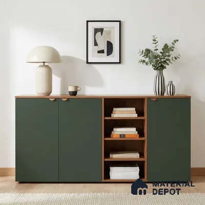 Sage Green Textured Solid Look WP 8 915 8 ft x 4 ft Texture Finish Decorative Laminate - 1 mm | Suitable for TV Unit, Wardrobe, Kitchen Cabinets