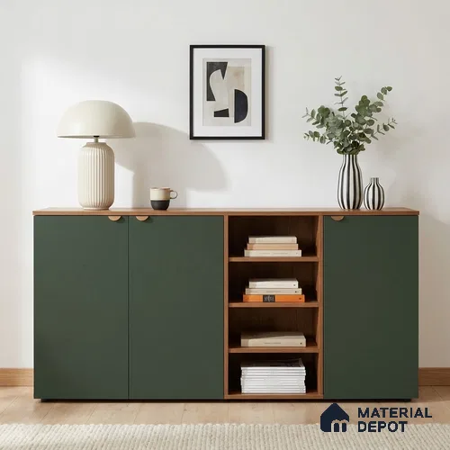 Sage Green Textured Solid Look WP 8 915 8 ft x 4 ft Texture Finish Decorative Laminate - 1 mm | Suitable for TV Unit, Wardrobe, Kitchen Cabinets