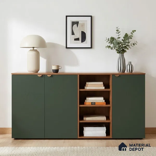 Sage Green Textured Solid Look WP 8 915 8 ft x 4 ft Texture Finish Decorative Laminate - 1 mm | Suitable for TV Unit, Wardrobe, Kitchen Cabinets