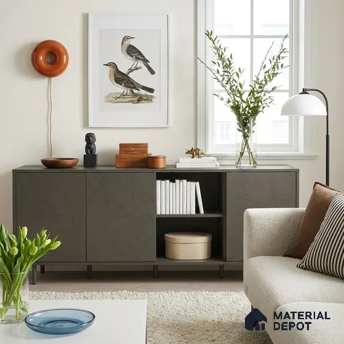Textured Solid Look  Storm Grey WP 7 907 8 ft x 4 ft Texture Finish Decorative Laminate - 1 mm | Suitable for TV Unit, Wardrobe, Kitchen Cabinets