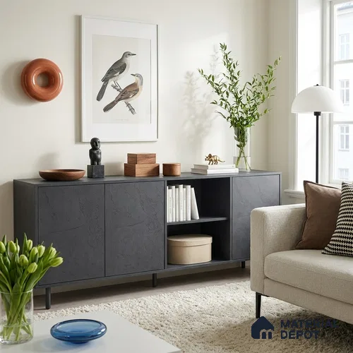 Textured Solid Look Midnight Blue WP 7 948 8 ft x 4 ft Texture Finish Decorative Laminate - 1 mm | Suitable for TV Unit, Wardrobe, Kitchen Cabinets