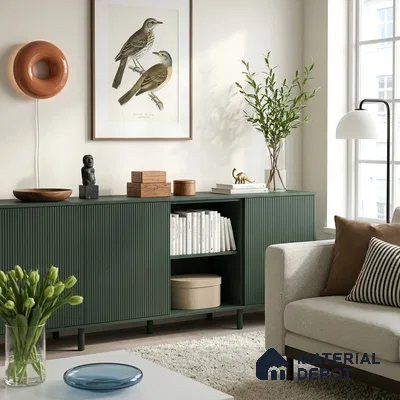 Turkish Blue Fluted Solid Color Look WFT 910 8 ft x 4 ft Texture Finish Decorative Laminate - 1 mm | Suitable for TV Unit, Wardrobe, Kitchen Cabinets
