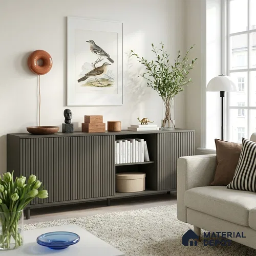 Slate Brown Fluted Solid Color Look WFT 907 8 ft x 4 ft Texture Finish Decorative Laminate - 1 mm | Suitable for TV Unit, Wardrobe, Kitchen Cabinets