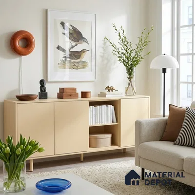 Off White Patterned Look WP 32 943 8 ft x 4 ft Texture Finish Decorative Laminate - 1 mm | Suitable for Bedroom, TV Unit, Wardrobe