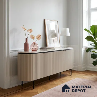Sandy Beige Fluted Solid Color Look BB 507 8 ft x 4 ft Texture Finish Decorative Laminate - 1 mm | Suitable for TV Unit, Wardrobe, Kitchen Cabinets