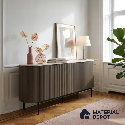 Charcoal Brown Fluted Solid Color Look BB 508 8 ft x 4 ft Texture Finish Decorative Laminate - 1 mm | Suitable for TV Unit, Wardrobe, Kitchen Cabinets