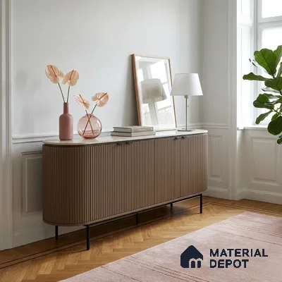 Sandrift Brown Fluted Solid Color Look BB 511 8 ft x 4 ft Texture Finish Decorative Laminate - 1 mm | Suitable for TV Unit, Wardrobe, Kitchen Cabinets