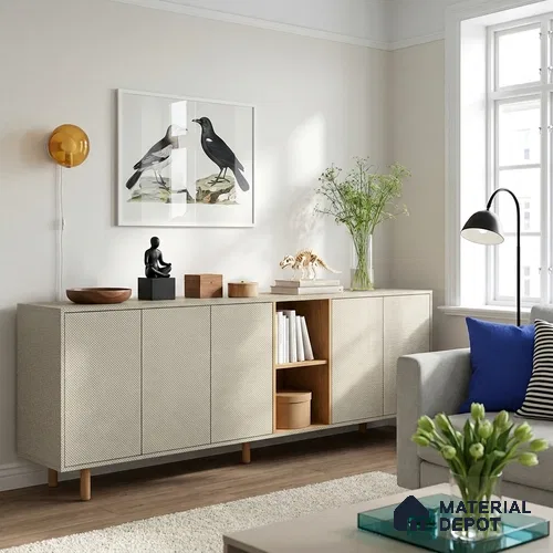 Beige Textured Solid Look LM 23718 8 ft x 4 ft Texture Finish Decorative Laminate - 1 mm | Suitable for TV Unit, Wardrobe, Kitchen Cabinets
