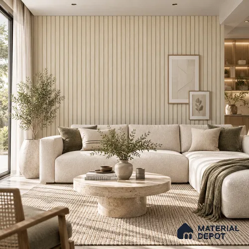 PN 06985 Wood Look Louver1 9.5 ft x 0.83 ft Texture Finish  - 10 mm | Suitable for Feature Wall, TV Unit & Living Room