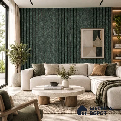 PN 06990 Cement Look Louver1 9.5 ft x 0.83 ft Texture Finish  - 10 mm | Suitable for Feature Wall, TV Unit & Living Room