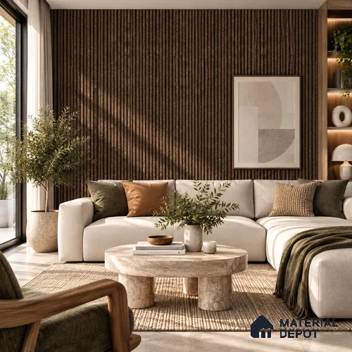 PN 06967 Marble Look Louver1 8 ft x 0.83 ft Texture Finish  - 10 mm | Suitable for Feature Wall, TV Unit & Living Room