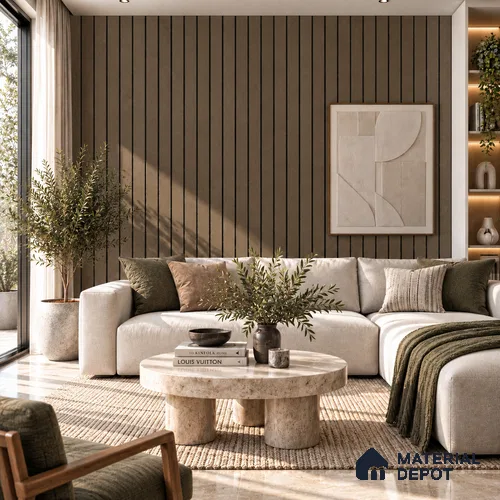 PN 06971 Patterned Look Louver1 8 ft x 0.83 ft Texture Finish  - 10 mm | Suitable for Feature Wall, TV Unit & Living Room