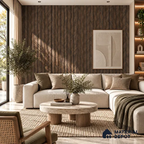 PN 06973 Patterned Look Louver1 8 ft x 0.83 ft Texture Finish  - 10 mm | Suitable for Feature Wall, TV Unit & Living Room