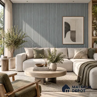 PN 06975 Stone Look Louver1 8 ft x 0.83 ft Texture Finish  - 10 mm | Suitable for Feature Wall, TV Unit & Living Room