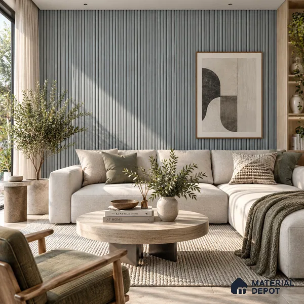 PN 06975 Stone Look Louver1 8 ft x 0.83 ft Texture Finish - 10 mm | Suitable for Feature Wall, TV Unit & Living Room