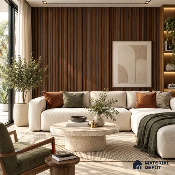 PN 07670 Wood Look Louver 9.5 ft x 0.83 ft Texture Finish - 10 mm | Suitable for Feature Wall, TV Unit & Living Room