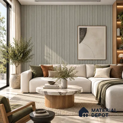 PN 07649 Wood Look Louver 8 ft x 0.83 ft Texture Finish  - 10 mm | Suitable for Feature Wall, TV Unit & Living Room