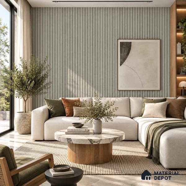 PN 07649 Wood Look Louver 8 ft x 0.83 ft Texture Finish - 10 mm | Suitable for Feature Wall, TV Unit & Living Room