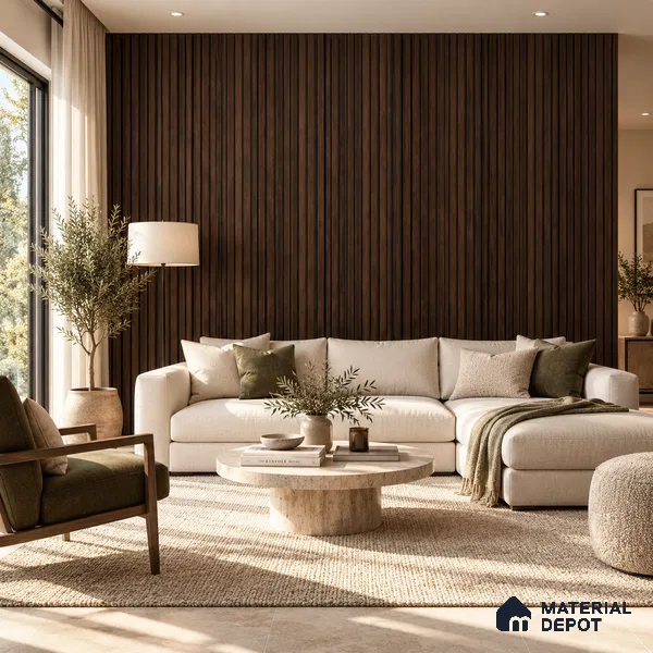 PN 07654 Wood Look Louver 8 ft x 0.83 ft Texture Finish - 10 mm | Suitable for Feature Wall, TV Unit & Living Room