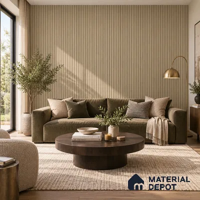 PN 07657 Wood Look Louver 8 ft x 0.83 ft Texture Finish  - 10 mm | Suitable for Feature Wall, TV Unit & Living Room