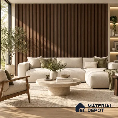 PN 07658 Wood Look Louver 8 ft x 0.83 ft Texture Finish  - 10 mm | Suitable for Feature Wall, TV Unit & Living Room
