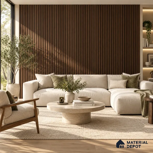 PN 07658 Wood Look Louver 8 ft x 0.83 ft Texture Finish  - 10 mm | Suitable for Feature Wall, TV Unit & Living Room