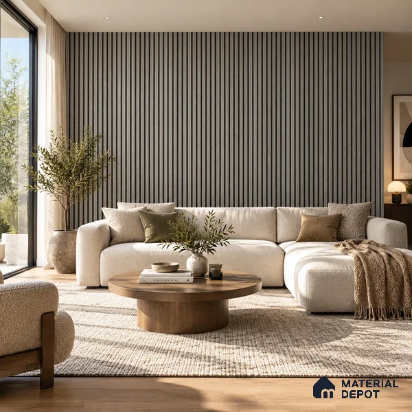 PN 07660 Wood Look Louver 8 ft x 0.83 ft Texture Finish  - 10 mm | Suitable for Feature Wall, TV Unit & Living Room