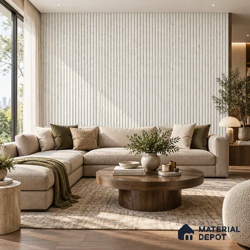PN 07661 Marble Look Louver 8 ft x 0.83 ft Texture Finish  - 10 mm | Suitable for Feature Wall, TV Unit & Living Room