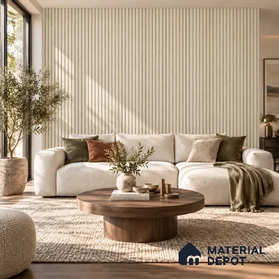PN 07662 Solid Colors Look Louver 8 ft x 0.83 ft Texture Finish  - 10 mm | Suitable for Feature Wall, TV Unit & Living Room