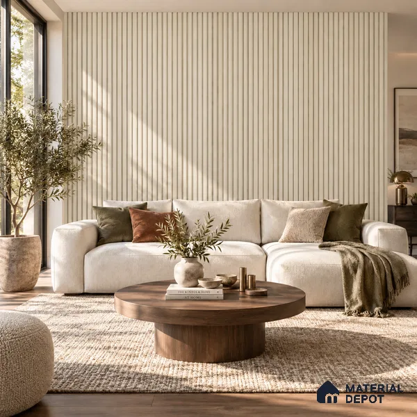 PN 07662 Solid Colors Look Louver 8 ft x 0.83 ft Texture Finish  - 10 mm | Suitable for Feature Wall, TV Unit & Living Room