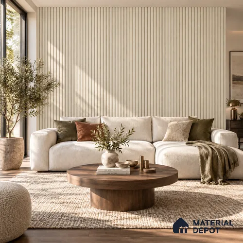 PN 07662 Solid Colors Look Louver 8 ft x 0.83 ft Texture Finish - 10 mm | Suitable for Feature Wall, TV Unit & Living Room