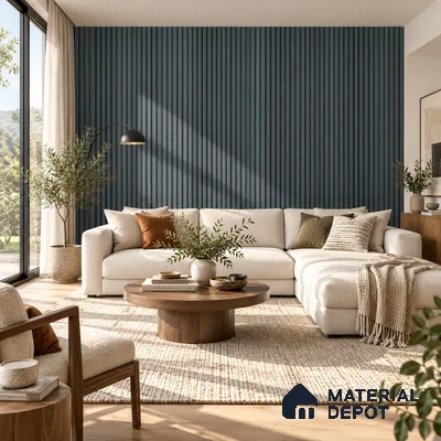 PN 07664 Solid Colors Look Louver 8 ft x 0.83 ft Texture Finish  - 10 mm | Suitable for Feature Wall, TV Unit & Living Room