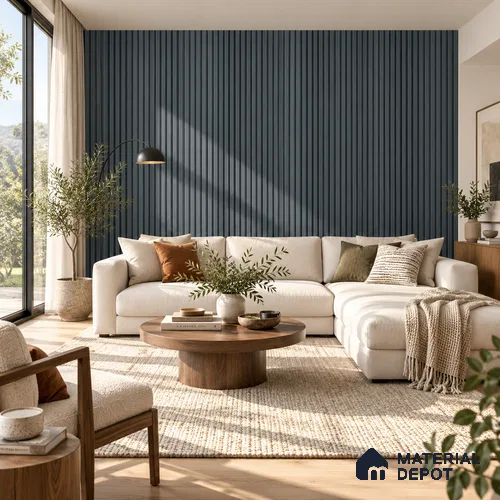 PN 07664 Solid Colors Look Louver 8 ft x 0.83 ft Texture Finish  - 10 mm | Suitable for Feature Wall, TV Unit & Living Room