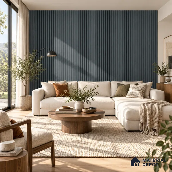 PN 07664 Solid Colors Look Louver 8 ft x 0.83 ft Texture Finish - 10 mm | Suitable for Feature Wall, TV Unit & Living Room