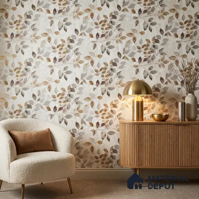 2105 -2 | Grey Brown Falling Leaves Floral Wallpaper - 10 Meter x 21 Inches, 57.41 Sq. Ft.