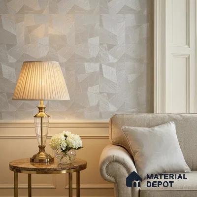 2104 -2 | White & Grey Brushed Facet Patterned Wallpaper - 10 Meter x 21 Inches, 57.41 Sq. Ft.