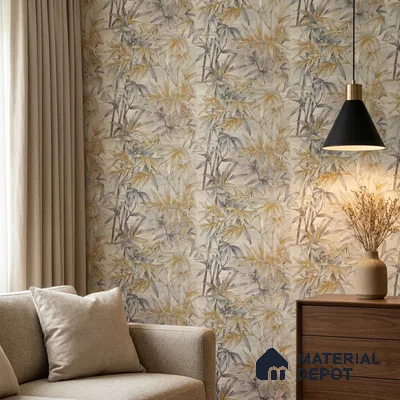 2112 -2 | Grey Gold Bamboo Thicket Floral Wallpaper - 10 Meter x 21 Inches, 57.41 Sq. Ft.