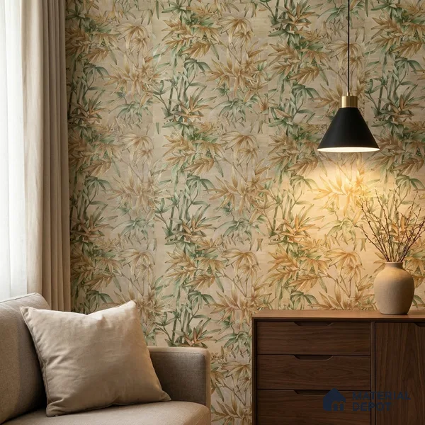 2112 -5 | Green Bamboo Thicket Floral Wallpaper - 10 Meter x 21 Inches, 57.41 Sq. Ft.